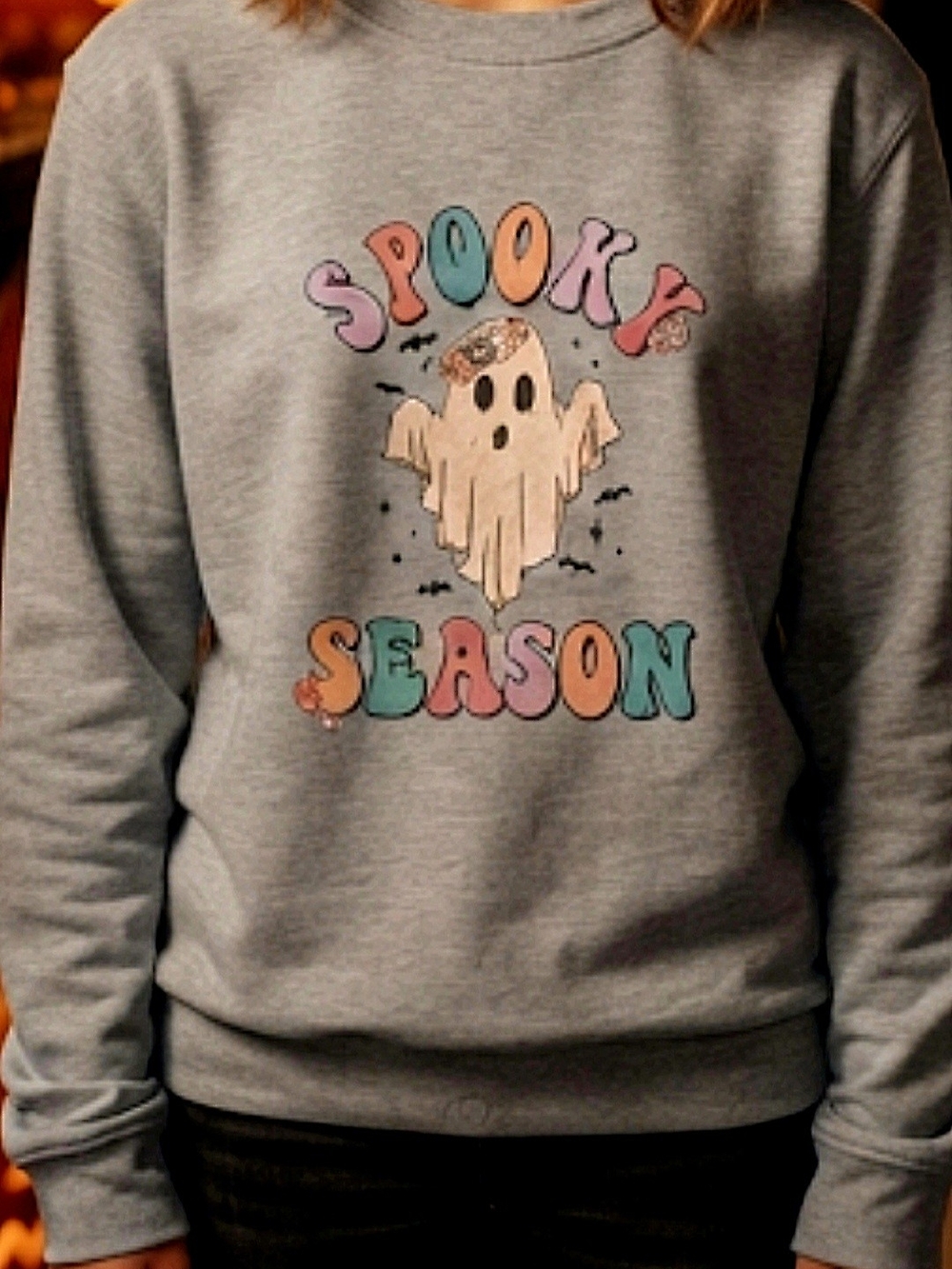 Spooky Season Gray Graphic Sweatshirt - Ladies Sz Large NWOT